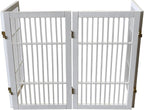 Urnporium Pet Dog Gate Freestanding, Strong Durable Folding Wooden Fence, Portable Acacia Hardwood Safety Barrier for Indoor & Outdoor Use (White Pet Gate, 4 Panel 30" Tall)