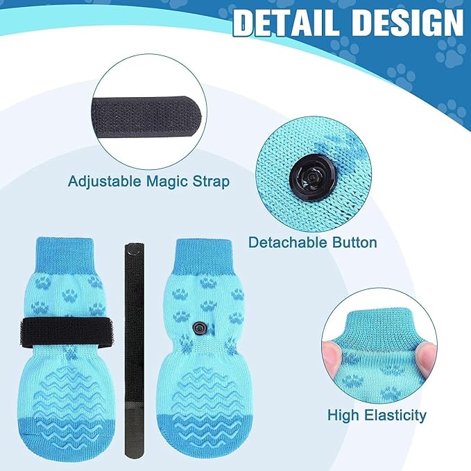 EXPAWLORER 6Pcs Anti Slip Dog Socks to Prevent Licking Paws, Dog Shoes for Hot Pavement Double Sides Dog Boots & Paw Protectors Booties for Hardwood Floors with Grip Small Medium Large Senior Dogs, XL