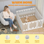 23.6" Dog Playpen for Puppies and Small Dogs, 15 Panel Indoor Pet Fence with Door&Feeding Bowl, Remove Puppy Exercise Pen, Non-Slip Dog Enclosure for Home, Apartment, Rabbit and Small Pets, White