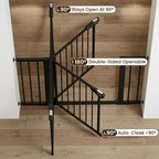 Mumeasy 29.7-51" Extra Wide Baby & Dog Safety Gate for Stairs & Doorways | Pressure/Hardware Mount Child & Pet Gate, Auto Close Easy Access Walk Thru Door for House, Hallway, Indoor & Outdoor, Black