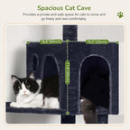 Globlazer Cat Tree Tower with Scratching Post for Indoor Cats, 53inch Tall Plush Multi-Level Cat Climbing Tower Condo House with Large Hammock, Spacious Cat Condo, Big Padded Top Perch, F53, Dark Gray