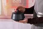 Kitchen Canisters Ceramic Storage Jar with Silicone Airtight Lid Low Black | Retro Style High Quality Ceramic Food Storage Jar Roud Shape for Tea, Coffee, Nuts, Herb, Spice, Sugar