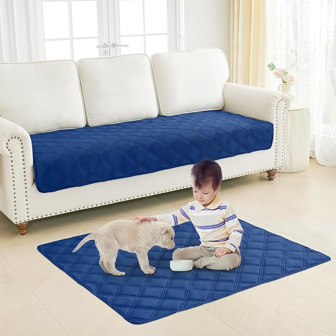 Smiry Waterproof Dog Bed Cover, Reversible Pet Blanket for Sofa Couch | Soft Washable Dog Blanket, Leakproof Couch Cover for Dogs Cats & Furniture Protection, 30x53, Navy/Blue