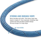Nylon Rope Dog Leash, Blue, 5 FT - 3/5" | Reflective, Handmade Braided, Heavy Duty, For Medium Large Dogs