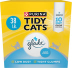 Purina Tidy Cats Clumping Cat Litter, Glade Clear Springs, 38 lb | Lightweight, low dust multi-cat litter with 10-day odor control and fresh floral fragrance