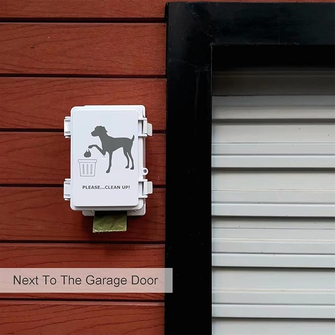 Dog Poop Bag Dispenser Wall Mounted Waterproof Outdoor Pet Waste Bags Dispenser Station Stake, Pole, Fence Mounted fits Home, Porch, Back Yard (white,only dispenser)