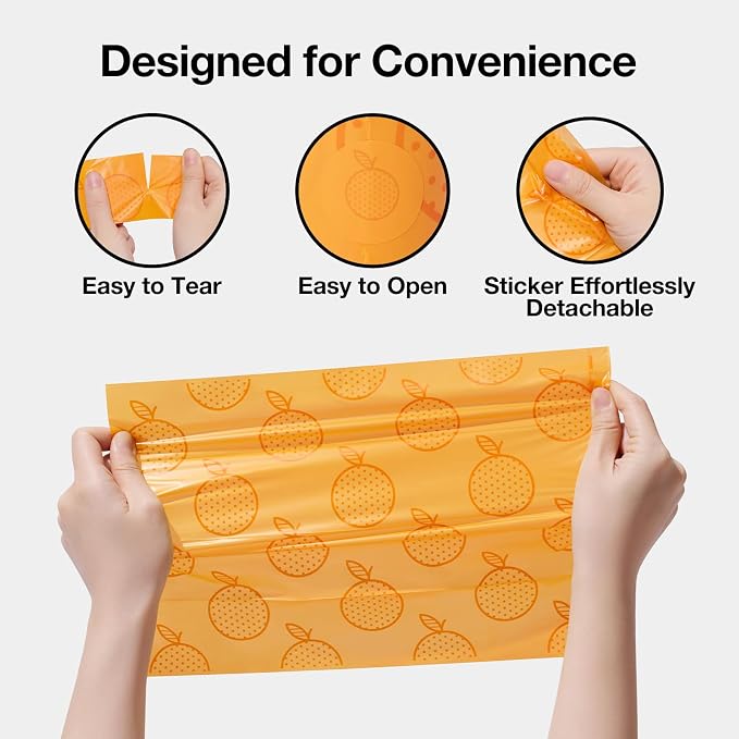 VETRESKA Citrus Scented Dog Poop Bags, 540 Counts, Leak Proof and Large | Extra Thick Pet Waste Bags for Dogs Walking, Cat Litter (36 Refill Rolls), Orange