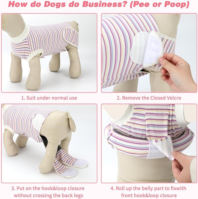 2 Packs Breathable Cotton Dog Recovery Suit for After Neuter Spay Abdominal Wounds Protector, Professional Anti-Licking Onesies for Male Female Pets Surgery Bandages, M Textured Pinky White