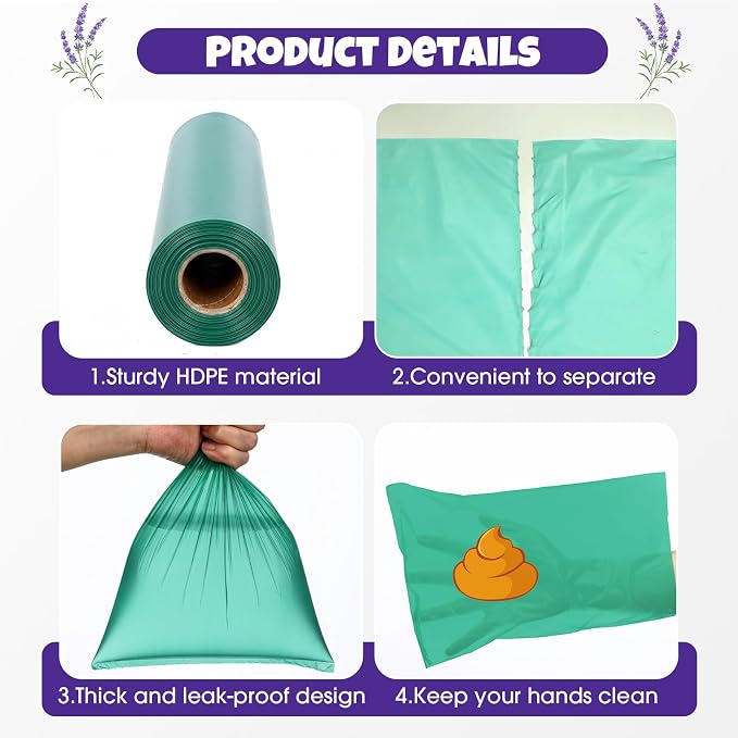 Sherr 20 Boxed Rolls 4000 Counts Lavender Scented Dog Poop Bag Bulk Leak Proof Dog Waste Bags Doggy Poop Bags Pet Waste Bag for Puppy Pets Outdoor Walking and Travel
