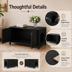 Homhedy 39.4" L Cat Litter Box Enclosure with Barn Door, Black | Wooden Cat Washroom Furniture, Cat House, Pet Storage Cabinet, Dog-Proof, Fit Most of Litter Box, Farmhouse Style
