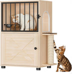 Dog Proof Cat Feeding Station, Dog Proof Cat Feeder, Cat Food Table | Cat Feeding Station with Scratching Post, Elevated Cat Food Bowls with Stand, Pet Food Storage Cabinet, Cat House Furniture