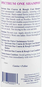 Chris Christensen Spectrum One Dog Shampoo, Coarse and Rough Coat, Groom Like a Professional, Maintain Crisp Texture, Will Not Dry Out Coat or Skin, Made in The USA, 16 oz
