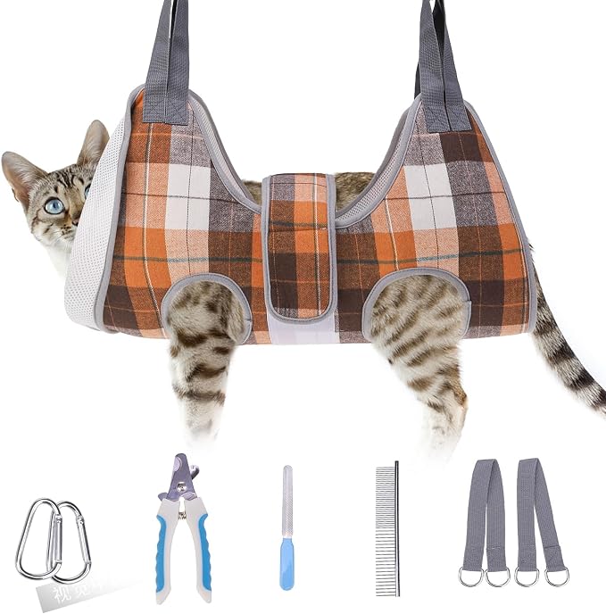 BEAUTYZOO Dog Grooming Hammock for Small Dogs/Cats, Nail Trim Restraint, XS | Dog Hanging Harness for Nail Trim, Adjustable Hook & Loop, Soft Neck Support/Dual Safety Straps for Stress-Free Grooming