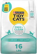 Purina Tidy Cats Free and Clean Unscented Clumping Cat Litter, 16 lb Bag | Activated charcoal formula delivers powerful odor absorption in an easy-pour design