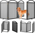 SNUOWU 4 Panels Full Matel Freestanding Dog Gates with Door, 96"Extra Wide 36"Tall Free Standing Dog Pet Gate for Indoor & Outdoor. Foldable Pet Fences for Doorways, House, Stairs, Porch, Deck, Yard