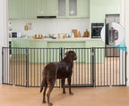 No Pawblems Full Metal Freestanding Dog Gate with Door, 30" Tall | Foldable Pet & Dog Fence for Stairs/Deck/Doorways, Indoor/Outdoor, Freestanding & Wall Mount, 104" Wide, 4 Panels, Black