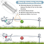 jenico Dog Tie Out Cable, 10/15/20/30/40/50/70/100/150FT Runner Cable with Swivel Hook and Shock Spring, Dog Leash Run Tether for Yard Outdoor and Camping,for Small to Medium Pets Up to 500 LBS