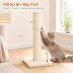 Carpet Cat Scratching Post Heavy Duty for Indoor Large Cats,Beige | Thick Scratch Post for Adult Cats | Carpeted Cat Tree Tower | Tall Cat Scratcher| Couch Furniture Protector| Interactive Toys