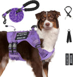 No Pull Tactical Dog Harness for Large Dogs, Service Dog Vest, XL, Purple | Tactical Dog Vest Harness and Leash Set, Adjustable Military Service Dog Harness with Handle for Medium Large Dogs