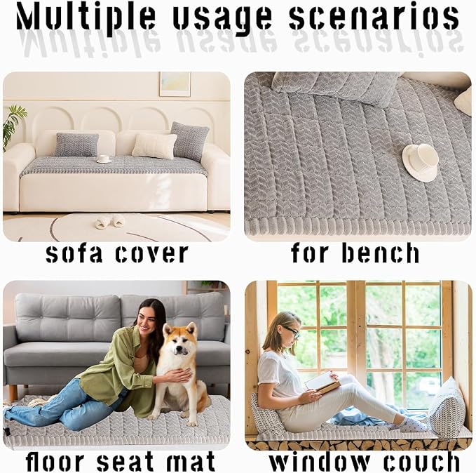 Mitid Sofa Cover Fuzzy Couch Cover for Pet, Couch Covers for Dogs Pets Mat | Washable Non-Slip Sofa Slipcover Cushion Protector Pets Friendly Mat, Dog Couch Cover, Square Couch Covers for Dogs Non Skid