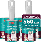 Lint Rollers for Pet Hair Extra Sticky, 550 Sheets Mega Value Set Lint Roller with 2 Upgraded Handles, 5 Rollers Portable Pet Lint Remover for Clothes, Furniture, Carpet, Dog & Cat Hair Removal