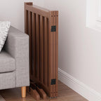 Wooden Freestanding Foldable Dog Gate, 24 Inch Height 3 Panel Pet Gate No Drill for Doorways Stairs, Fully Assembled Indoor Puppy Fence (Teak Color, 60" W x 24" H)