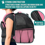 PetAmi Dog Backpack Carrier for Small Medium Dogs Large Cats up to 18 lbs, 2 Side Entry, Structured No-Collapse Frame, Airline Approved Ventilated Pet Backpack for Hiking Camping Travel Vet, Pink