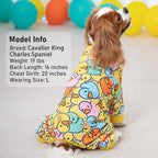 KYEESE Dog Pajamas Colorful Duck Printing Dog Onesie Comfy Dogs Clothes Velvet Pet Coat Soft Puppy Pjs Stretchy Pets Costumes Velvet Pets Jammies Comfy Puppy Pajamas, X-Small