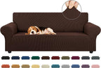 Stretch Couch Covers for Sofa, 3 Cushion Couch Slipcover,Chocolate | 1-Piece Washable Sofa Cover Pet Friendly(78"-94") Furniture Protector Soft Jacquard, Elastic Bottom for Dogs & Kids