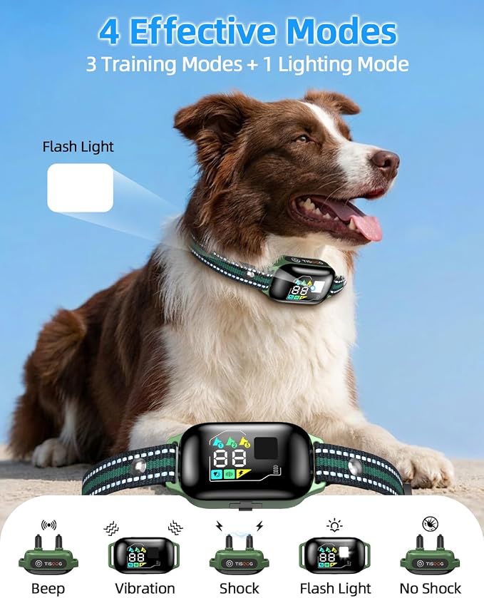 3300ft Dog Shock Collar with Remote Control, IPX7 - Green | 4 Training Modes, Security Lock, Extremely Long Battery Life, Waterproof, Rechargeable E-Collar for Small Medium Large Dogs
