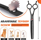 JASON Dog Grooming Chunker Scissors - 7" Professional Thinning Shears Black | 18 Teeth Japanese Stainless Steel Hair Scissor for Dogs, Cats and Other Pets, Gift