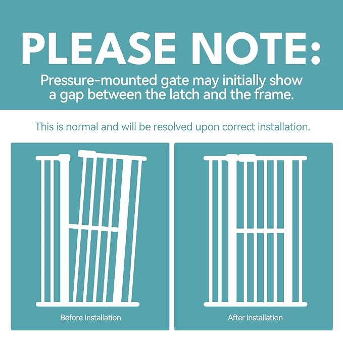 No Pawblems 55.1" Extra Tall Pet Gate, 29.9"-44.4" Wide Cat/Dog Gate, Black | No Drilling Pressure Mounted, 1.37" Narrow Bar Spacing, Auto Close Tall Cat Gate for Doorway Hallway, One-Hand Operation