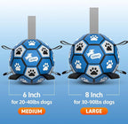 QDAN Dog Balls Toys, Soccer Ball with Straps, Herding Ball Toy, Puppy Toy | 6 Inch Puppy Water Pool Toy, Durable Balls for Dogs for 20-40 lbs Dog, Outdoor Herding Balls for Small Medium Dogs, Blue