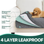 PAWFINITY Waterproof Bed Cover for Dogs, Pet Blanket for Mattress Washable | Paw Print Quilted, Hair Resistant, Anti Cat Scratch, Pee Proof Furniture Protector for King Size Bed, 82x82 Inch, Grey