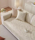 Luxury Vintage Cotton Embroidery Sofa Cover Soft Farmhouse Seat Cushion Cover Floral Quilted Sectional Couch Cover Anti-Slip Sofa Slipcovers Furniture Protector for Dogs Cats (Beige,36"x47")