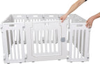 BIRDROCK HOME Pet Playpen with Door | 12 Panel | Strong Plastic | Puppy Safety Fence Pen Playpen | Non-Slip and Secure Dog Gate | White