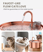 Tomxcute Copper Cat Water Fountain, 108oz/3.2L Large Capacity, Ultra-Quiet Pump (≤25dB), Multi-Layer Filtration, Easy Hand-Wash Design for Cats & Small Dogs