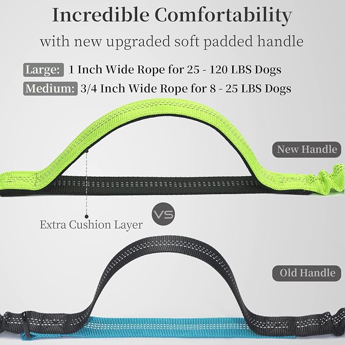 iYoShop Hands Free Dog Leash with Zipper Pouch, Dual Padded Handles and Durable Bungee for Walking, Jogging and Running Your Dog (Large, 25-120 lbs, Green)