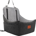 Lealchum Dog Car Seat for Medium Dogs Up to 40lbs,Fully Detachable and Washable,Memory Foam Covered Soft Fabric,Easy to Install with Adjustable Straps,Anti-Slip Base,2 Side Pockets(Black/Grey,Medium)