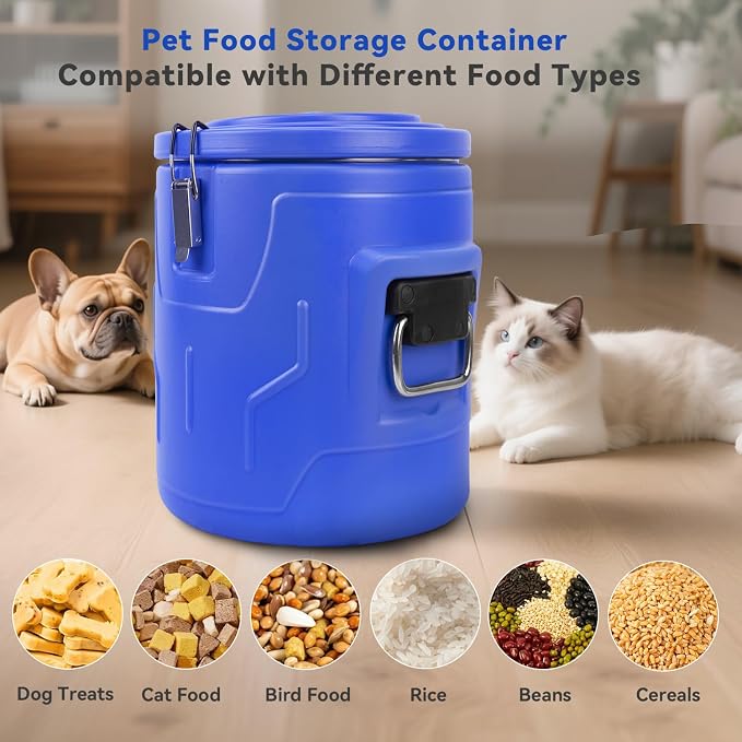 Newget 20lb Airtight Stainless Steel Dog Food Storage Container with Scoop | Airtight, Sturdy, Moisture-Proof, Large Metal Cat & Dog Food Container with Lid, Prevents Pets from Opening, Easy to Clean