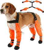 Waterproof Dog Suspender Boots Non-Slip for Small Medium (Orange XL | Dog Paw Protectors for Outdoor Walking Stay-On,Dirt-Proof Comfortable Booties