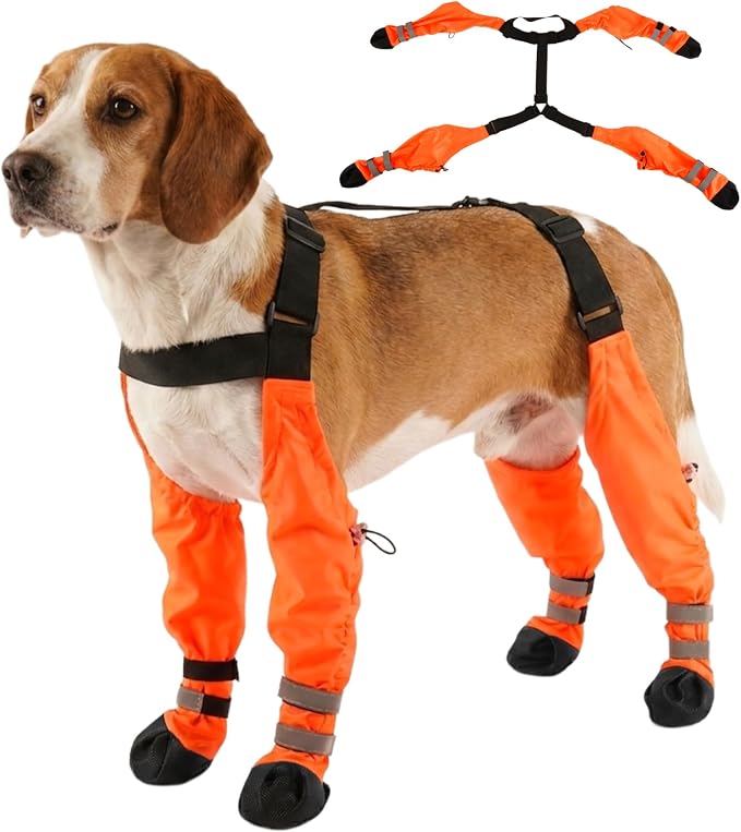 Waterproof Dog Suspender Boots Non-Slip for Small Medium (Orange M | Dog Paw Protectors for Outdoor Walking Stay-On,Dirt-Proof Comfortable Booties