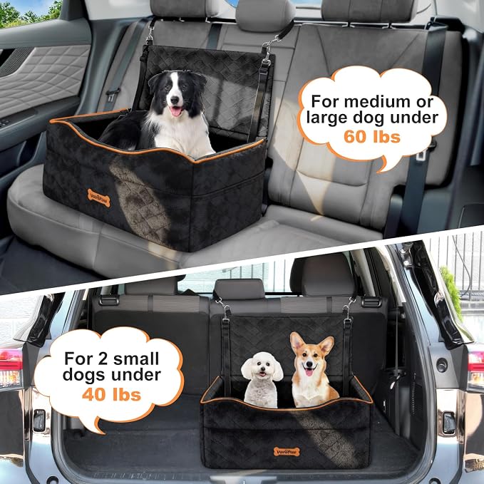 VavoPaw Medium Dog Car Seat Under 50Lbs or 2 Small Dogs Under 25Lbs