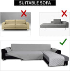Easy-Going Sofa Slipcover L Shape Sofa Cover Sectional Couch Cover Furniture Protector Mat for Pets Dog Cat (Large,Light Gray/Light Gray) | Soft Sofa Slipcover For Dogs, Fits Left/Right Chaise Lounge Protector, Water Resistant Mat For Living Room