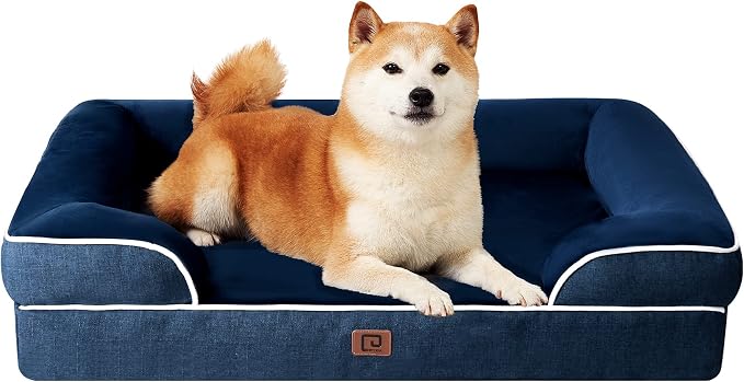 EHEYCIGA Orthopedic Dog Beds Large Sized Dog, Waterproof Washable Pet Bed | Non-Slip Bottom and Egg-Crate Memory Foam XL Dog Couch Bed with Washable Removable Cover, Navy