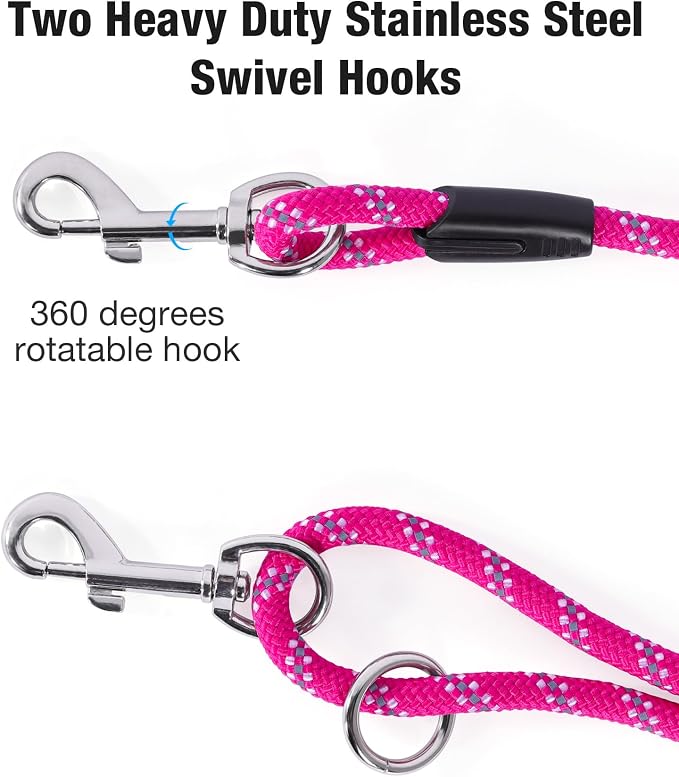 Long Dog Leash for Dog Training 30FT, Heavy Duty Dog Lead for Large Medium Small Dogs Outside Walking, Playing, Camping, or Yard,Hot Pink