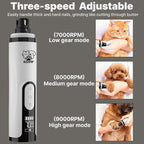 Dog Nail Grinder Whisper Quiet with Light for Sensitive Pets | 3-Speed Cat & Dog Nail Trimmers, Safe Painless Paws Grooming & Smoothing for Small Middle Large Pets (2 Replacement Head)