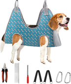 Supet Dog Grooming Hammock for Nail Trimming, Pet Grooming Hanging Harness | Restraint Dog Leashes Sling, Stress-Free Animal Holder Set for Clipping Nails, Ear & Eye Cleaning, Medicine(Coral Blue, L)