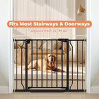 Baby Gate No Drilling, 29"-40" Dog Gate Indoor for Stairs & Doorways | Auto Close, Pressure Mounted Adjustable Pet Gate Indoor, Easy Walk Through Child Gate for Baby & Pet Stroller Friendly, Black