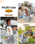 Dog Car Seat for Small/Medium Dogs, Detachable Washable Dog Booster Car Seat Under 35lbs, High-Support Memory Foam,Travel Bed with Storage Pockets